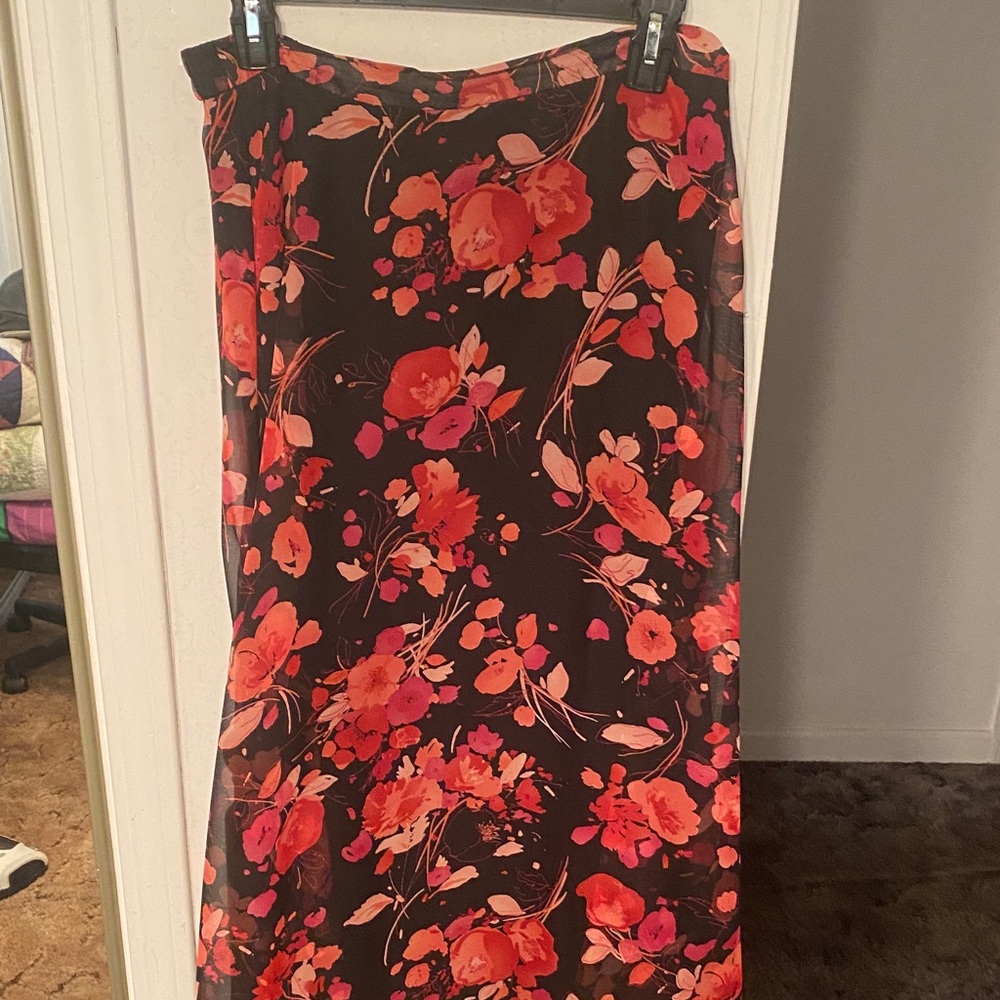 Floral Black and Red Women's Skirt